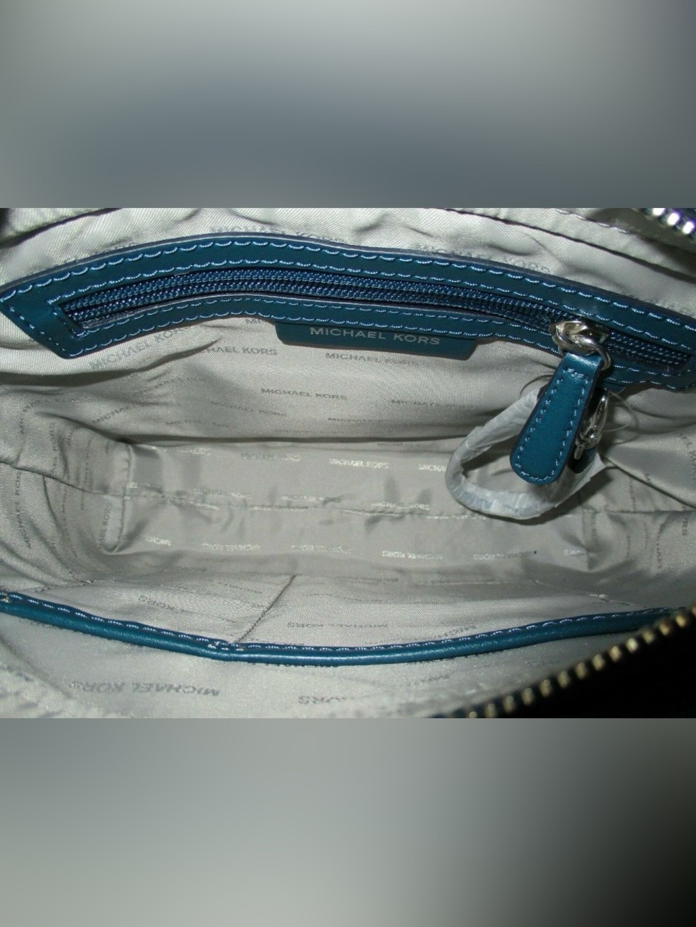 Michael Kors Gloria Logo and Leather Swing-pack/Messenger Admiral Navy Blue Teal - Picture 6 of 16